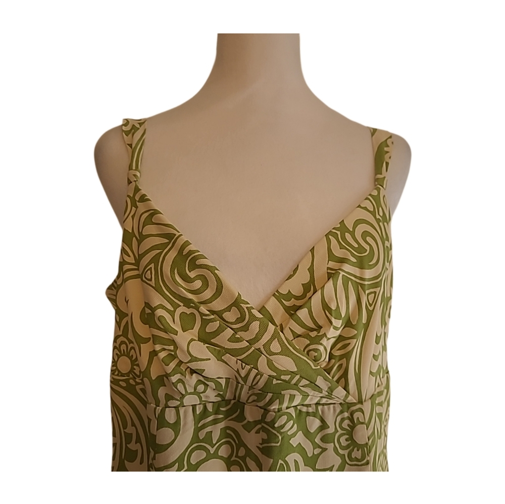 Ann Taylor White Green Floral Sleeveless Silk Dress V-Neckline Lined Sz 12 EUC - Picture 3 of 8